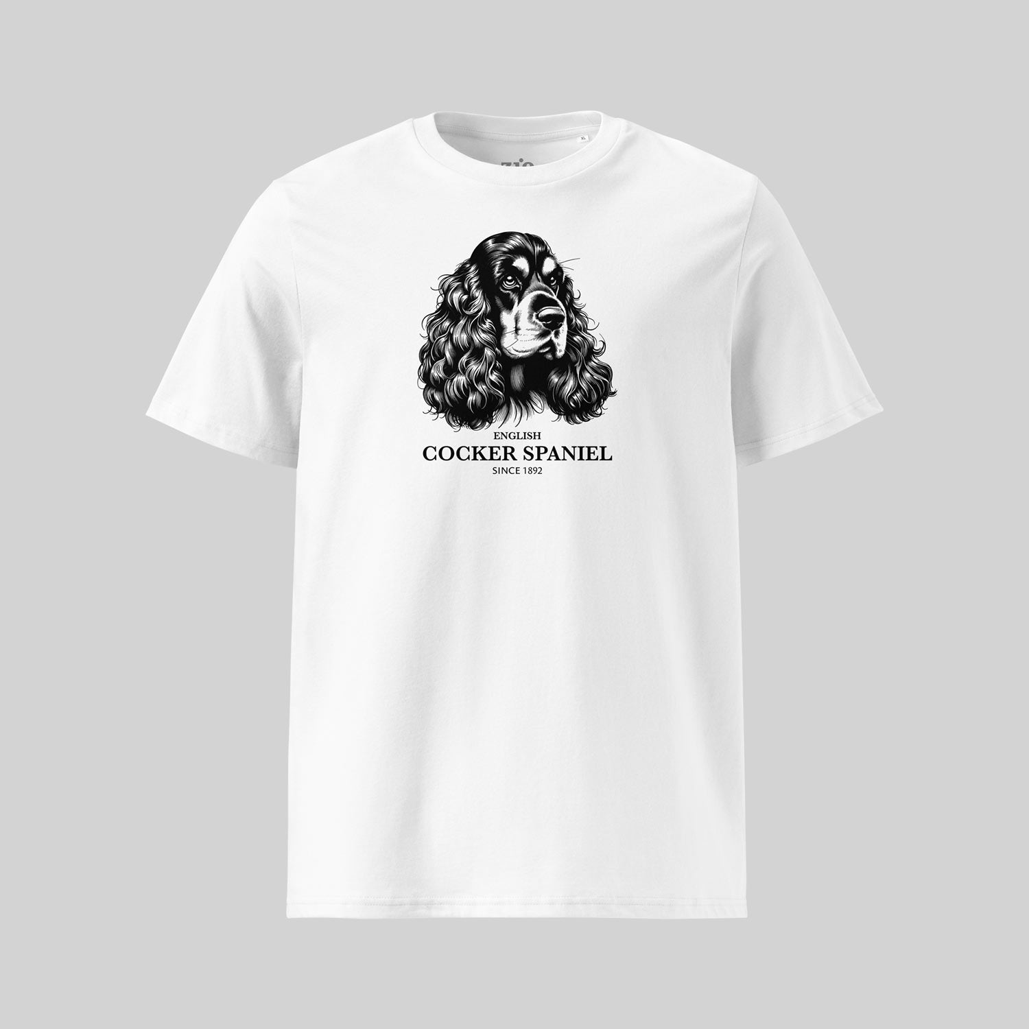 English Cocker Spaniel T-Shirt by ZIO - Hand-drawn dog breed design, unisex cotton shirt for dog lovers