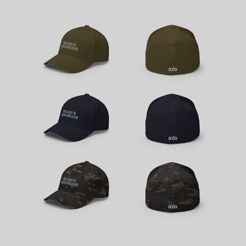 Braque Hongrois Cap by ZIO in green, blue and multicam, dog breed "Braque Hongrois" (Magyar Vizsla) and ZIO logo embroidered.