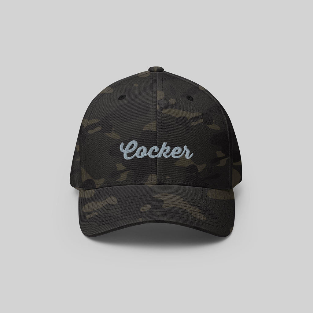 Cocker Spaniel Signature Cap by ZIO in multicam (camouflage), dog breed “Cocker” (Cocker Spaniel) embroidered.