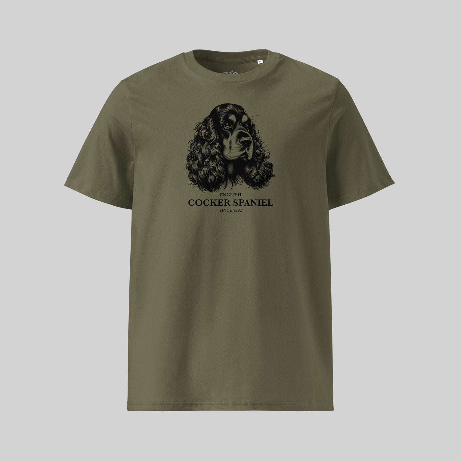 English Cocker Spaniel T-Shirt by ZIO - Hand-drawn dog breed design, unisex cotton shirt for dog lovers