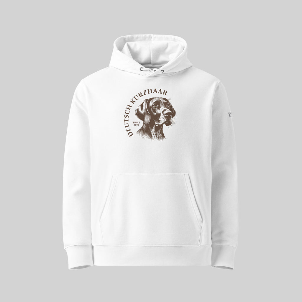 English Cocker Spaniel dog breed Hoodie in White by ZIO – Hand-drawn design, unisex organic cotton hoodie for dog lovers.