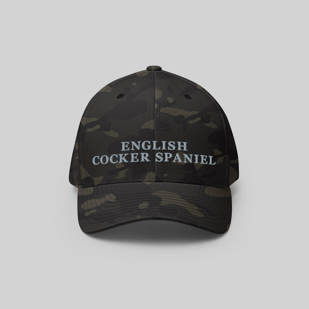 English Cocker Spaniel Cap by ZIO in multicam (camouflage). Dog breed “English Cocker Spaniel” embroidered.