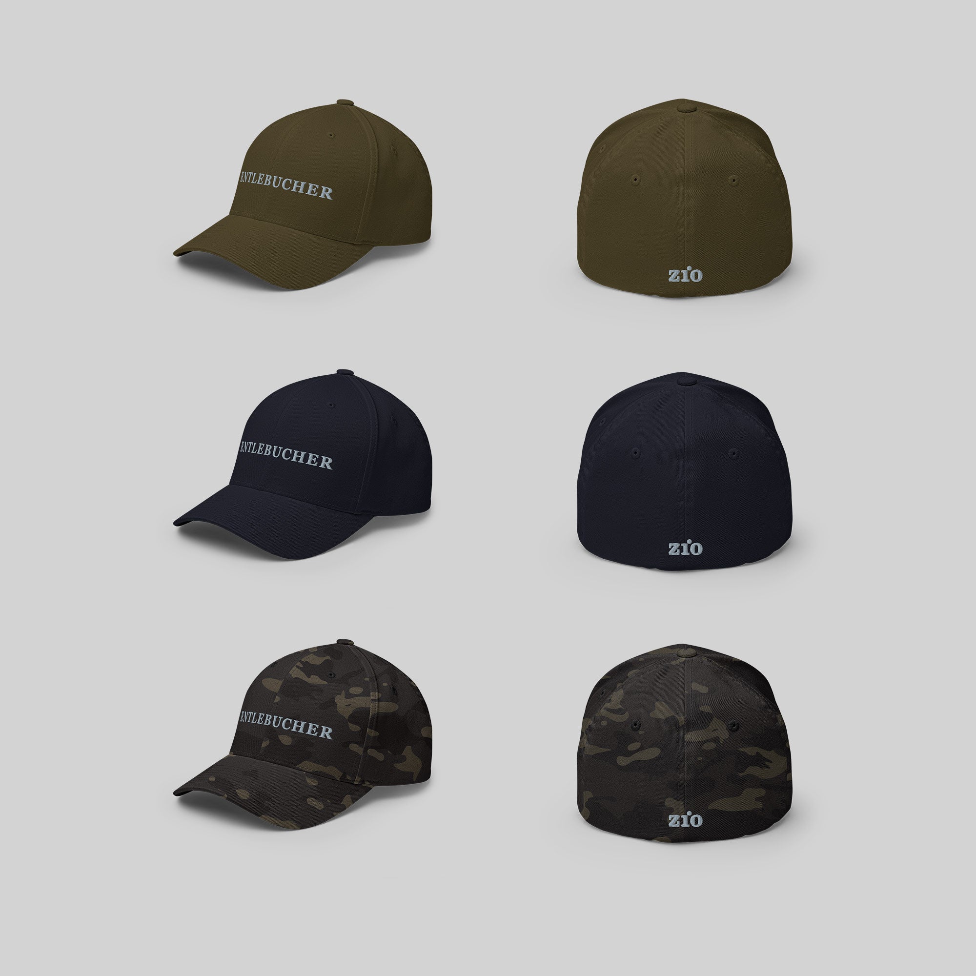 Entlebucher Cap by ZIO in green, blue and multicam, dog breed "Entlebucher" and ZIO logo embroidered.