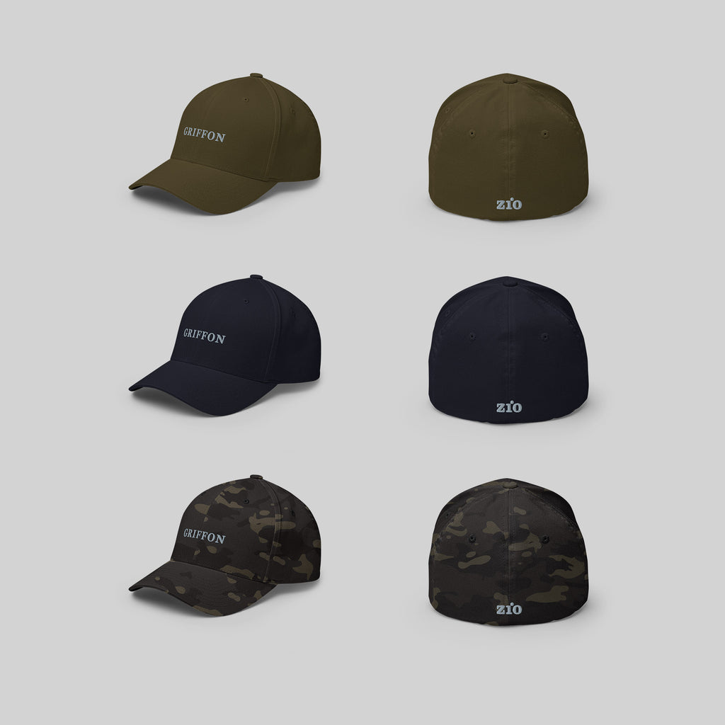 Griffon Cap by ZIO in green, blue and multicam, dog breed "Griffon" (Grifón) and ZIO logo embroidered.