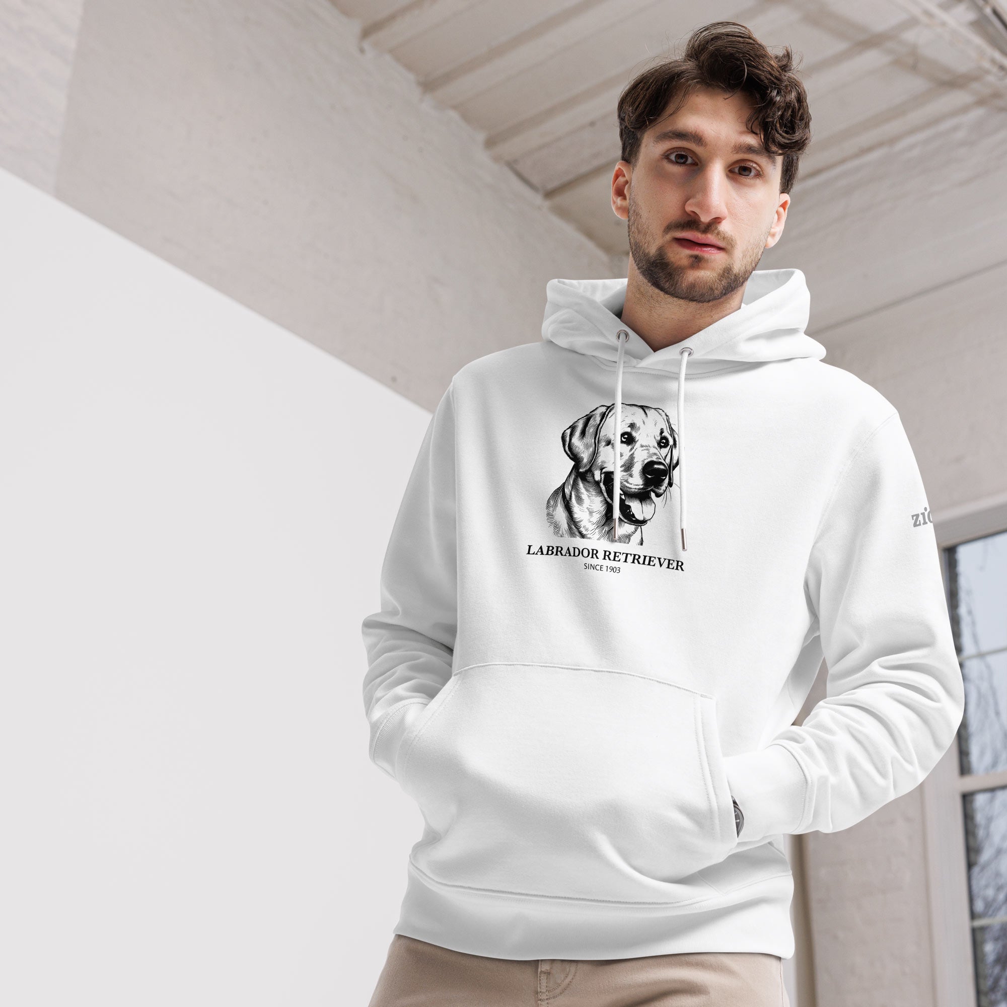 Man wearing a Weimaraner Hoodie in White by ZIO