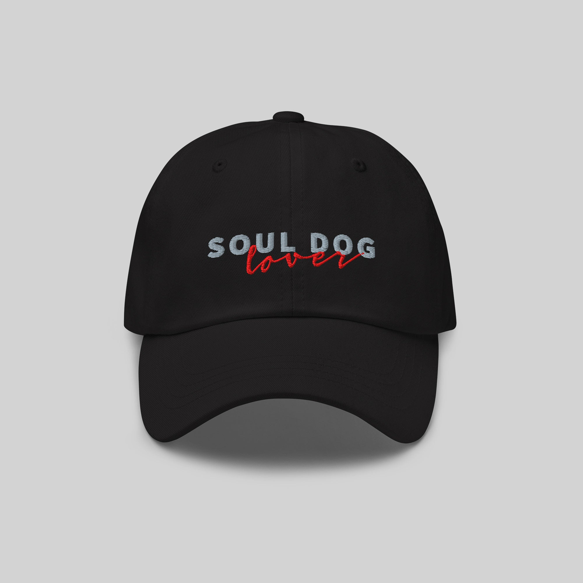 Soul Dog Cap by ZIO in black, “Soul Dog Lover" embroidered.