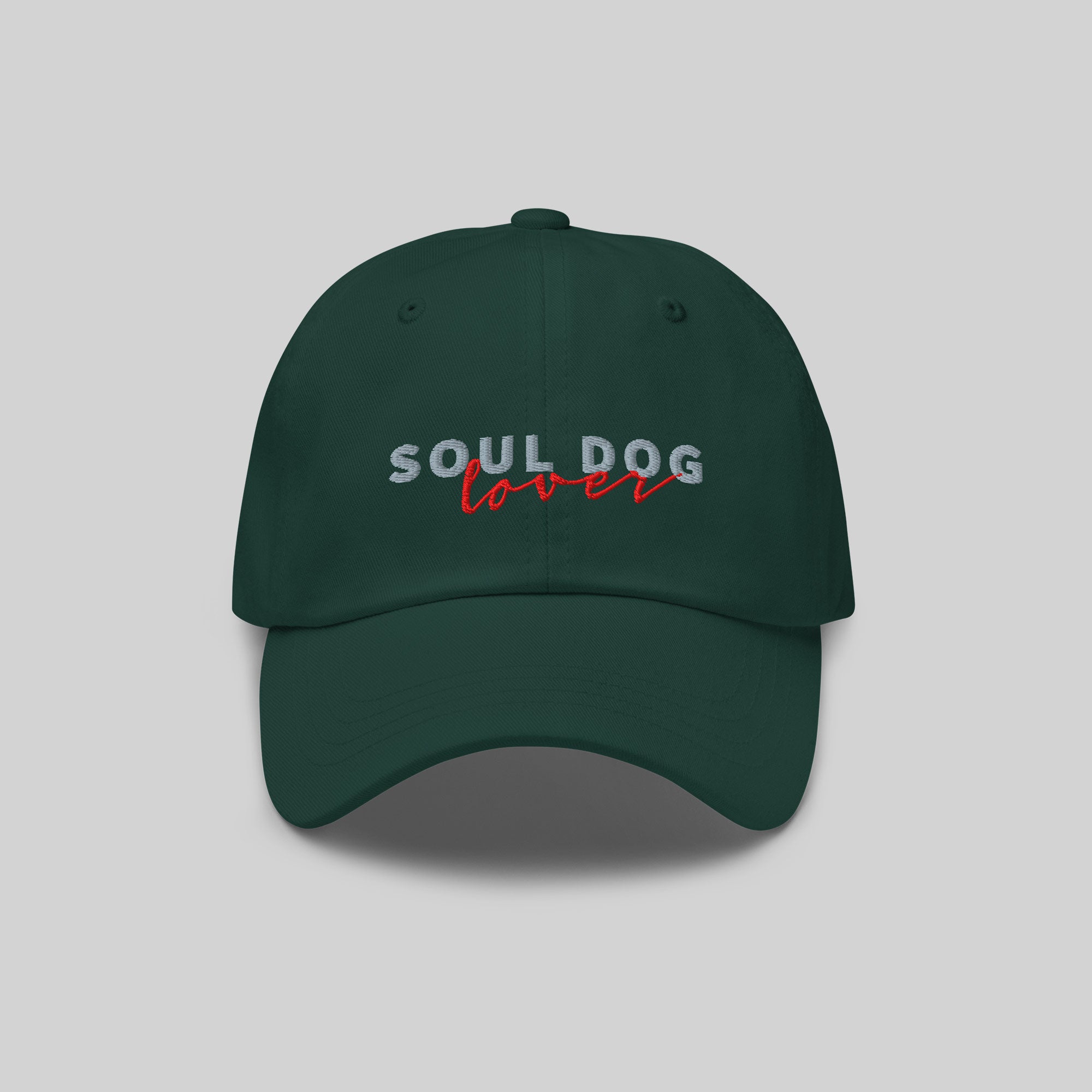 Soul Dog Cap by ZIO in green (spruce), “Soul Dog Lover" embroidered.