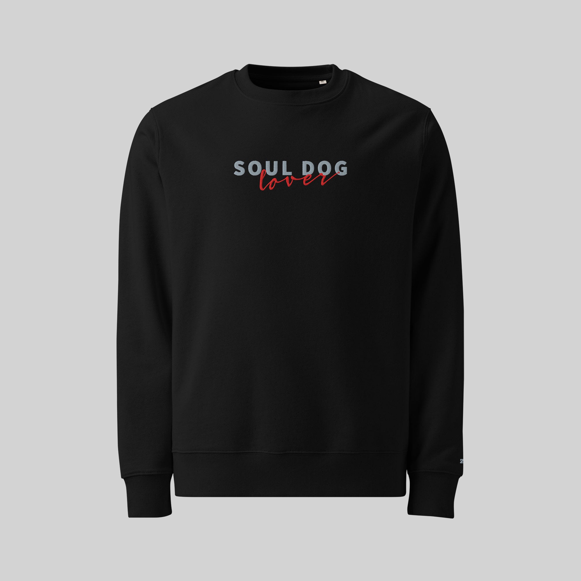 Soul Dog Sweatshirt by ZIO in black, “Soul Dog Lover" embroidered.