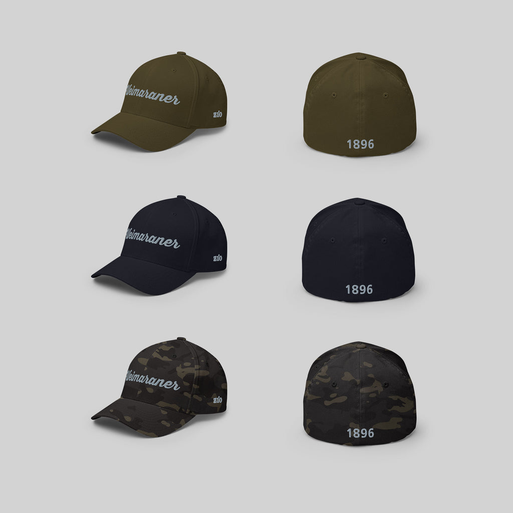Weimaraner 1896 Cap by ZIO in green, blue and multicam. Dog breed "Weimaraner", "1896" and ZIO logo embroidered.