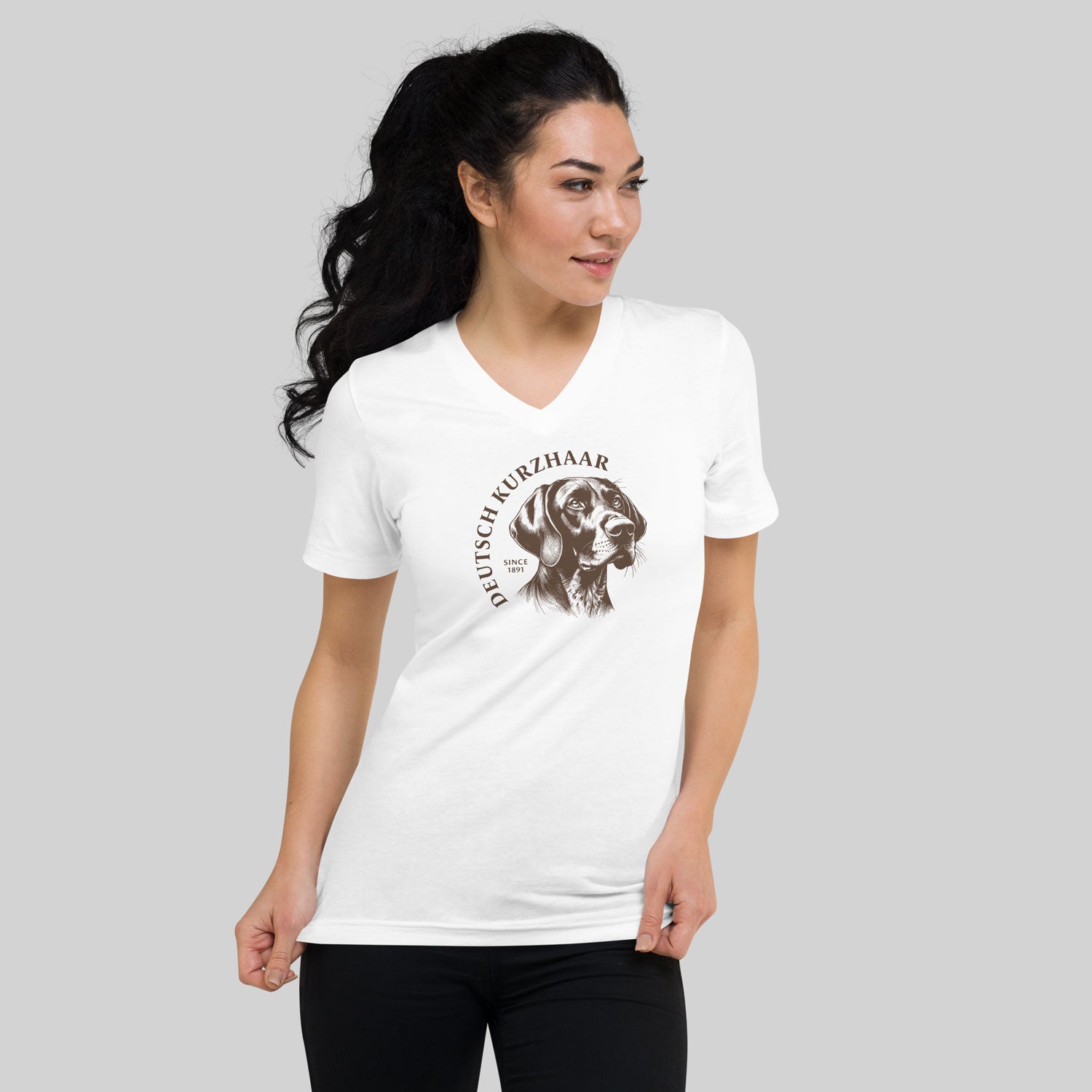 Deutsch Kurzhaar T-Shirt, White, V-Neck, Woman - zio for paws