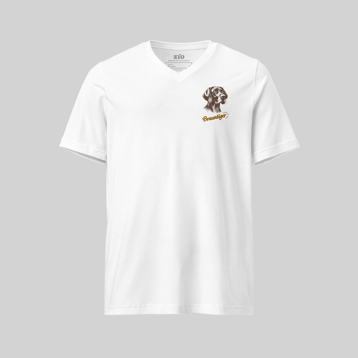 Deutsch Kurzhaar Brauntiger Hunt T-Shirt White, V-Neck - zio for paws