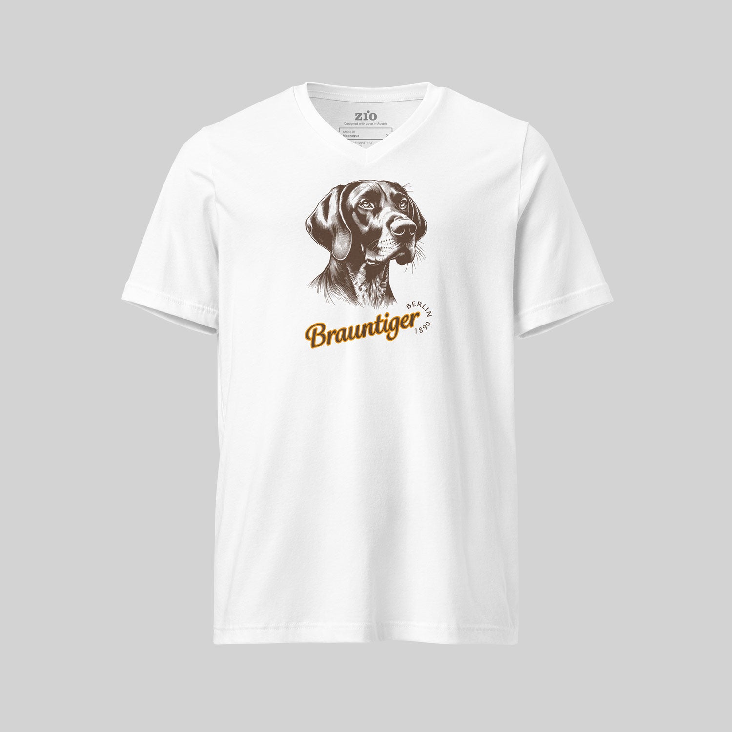 Deutsch Kurzhaar Brauntiger T-Shirt White, V-Neck - zio for paws