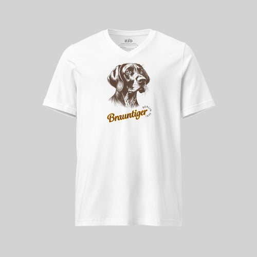 Deutsch Kurzhaar Brauntiger T-Shirt White, V-Neck - zio for paws