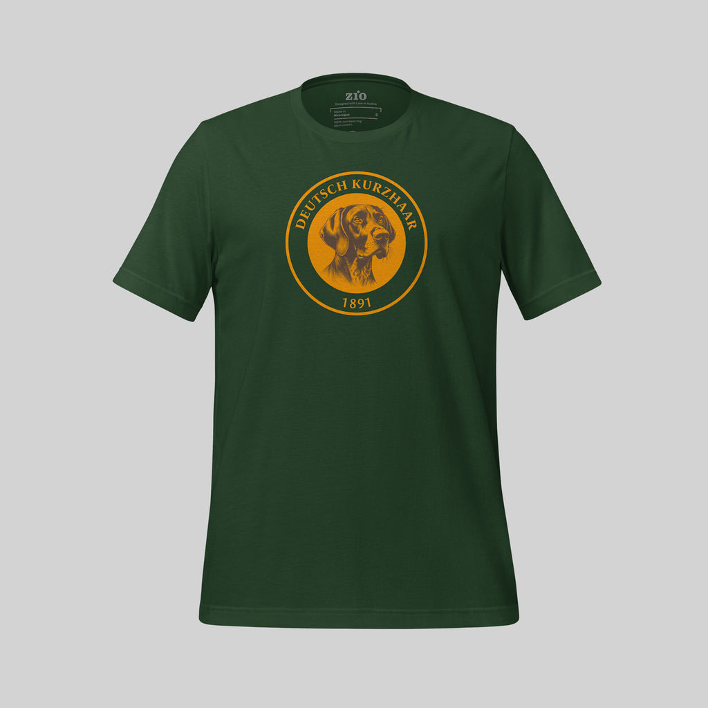 Deutsch Kurzhaar Signet T-Shirt, Green, Crew Neck - zio for paws