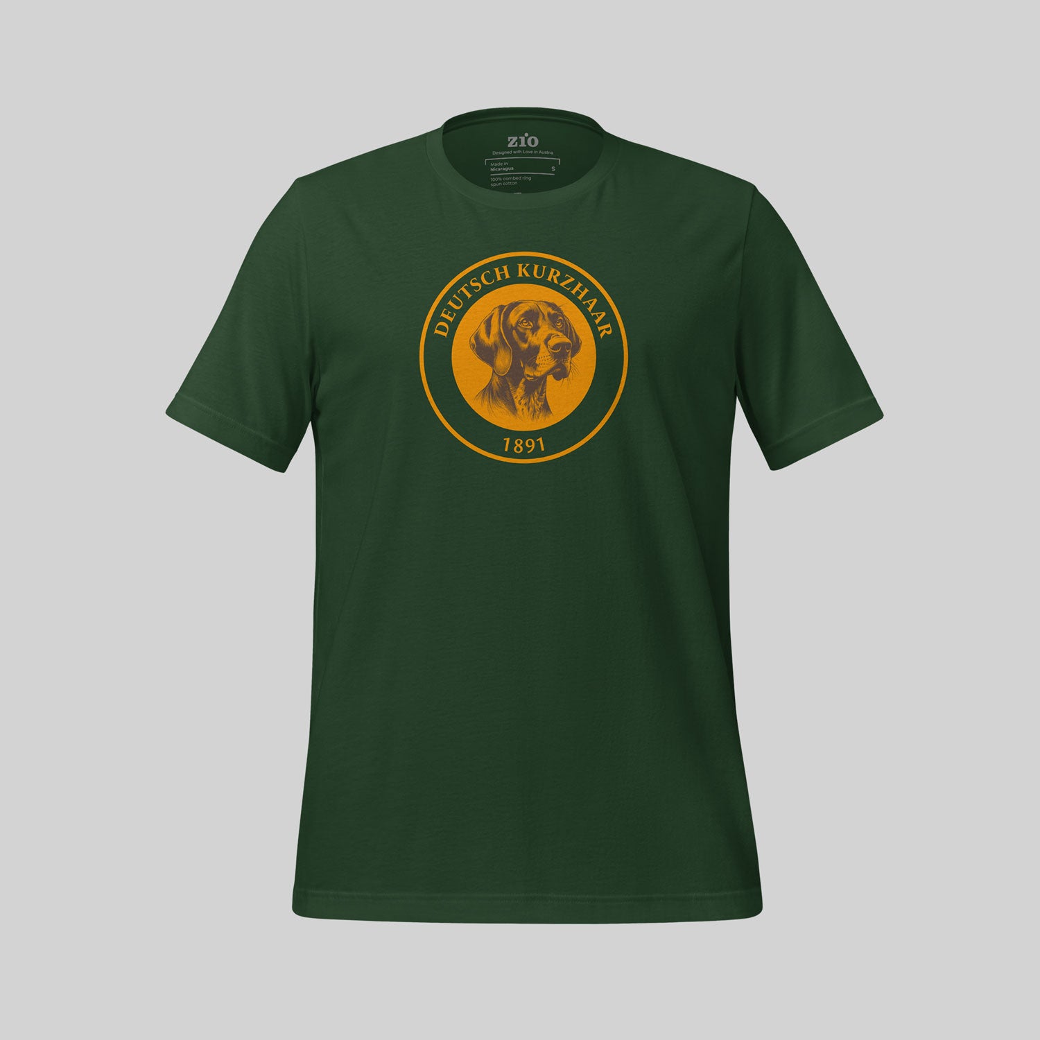 Deutsch Kurzhaar Signet T-Shirt, Green, Crew Neck - zio for paws