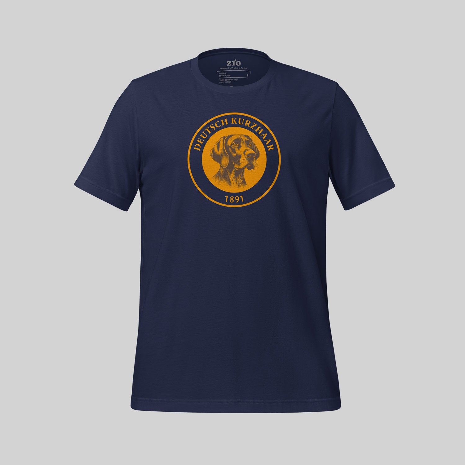 Deutsch Kurzhaar Signet T-Shirt, Blue, Crew Neck - zio for paws