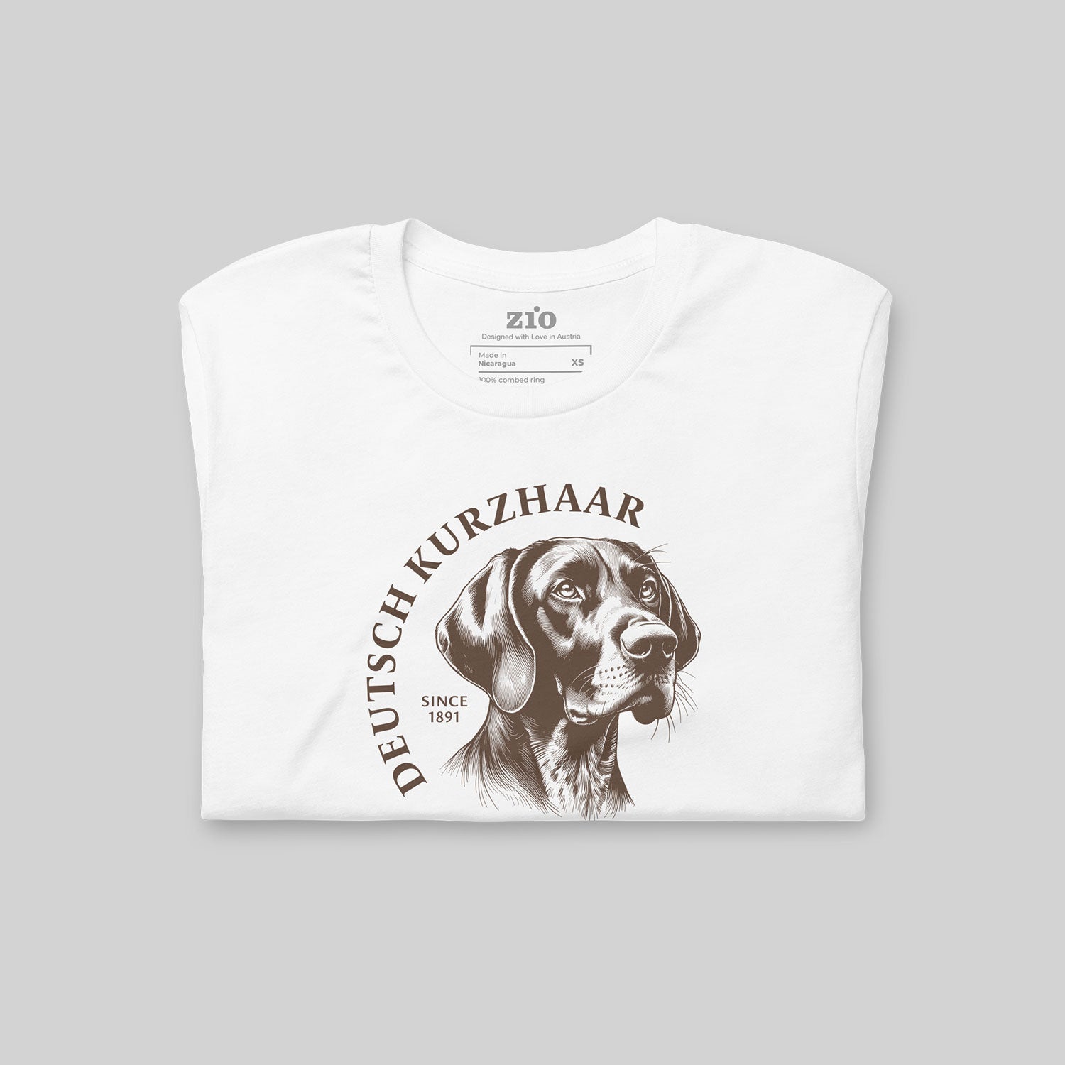 Deutsch Kurzhaar  T-Shirt, White, Crew Neck, folded - zio for paws