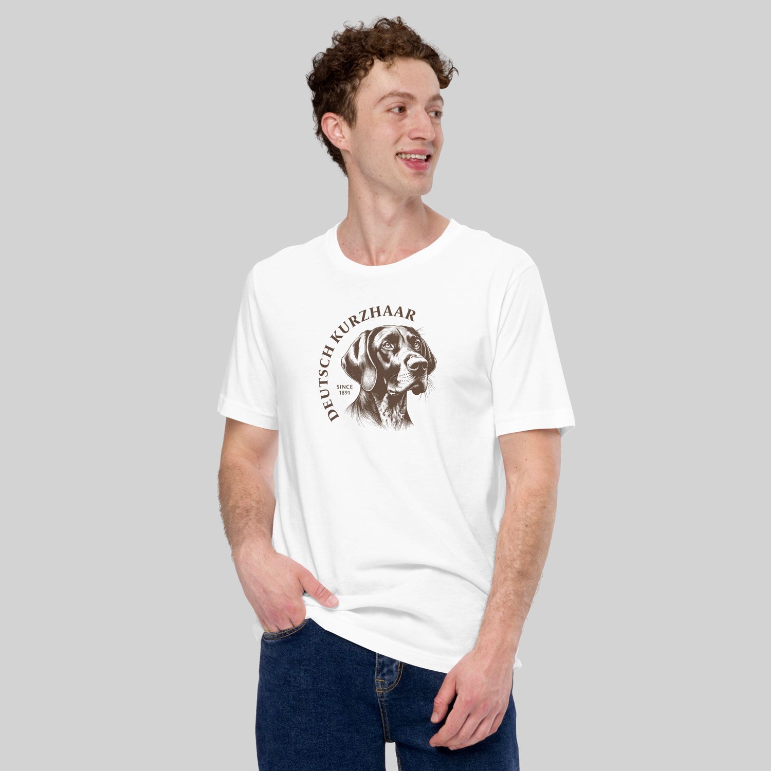 Deutsch Kurzhaar T-Shirt, White, Crew Neck, man - zio for paws