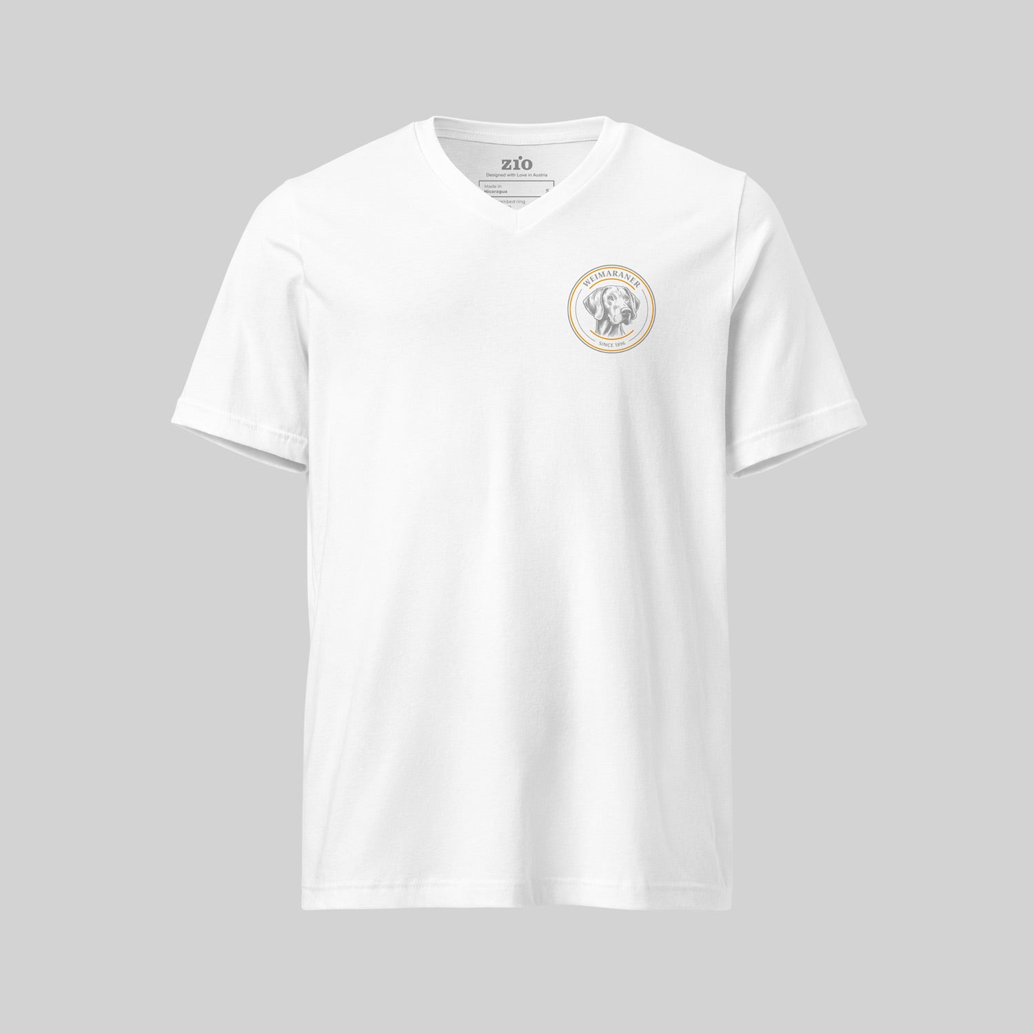 Weimaraner 1896 Hunt T-Shirt White, V-Neck - zio for paws