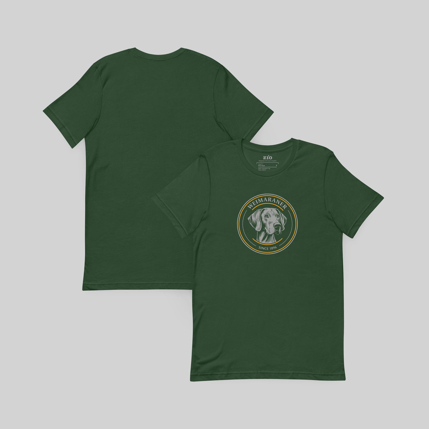 Weimaraner 1896 T-Shirt, front-back - zio for paws