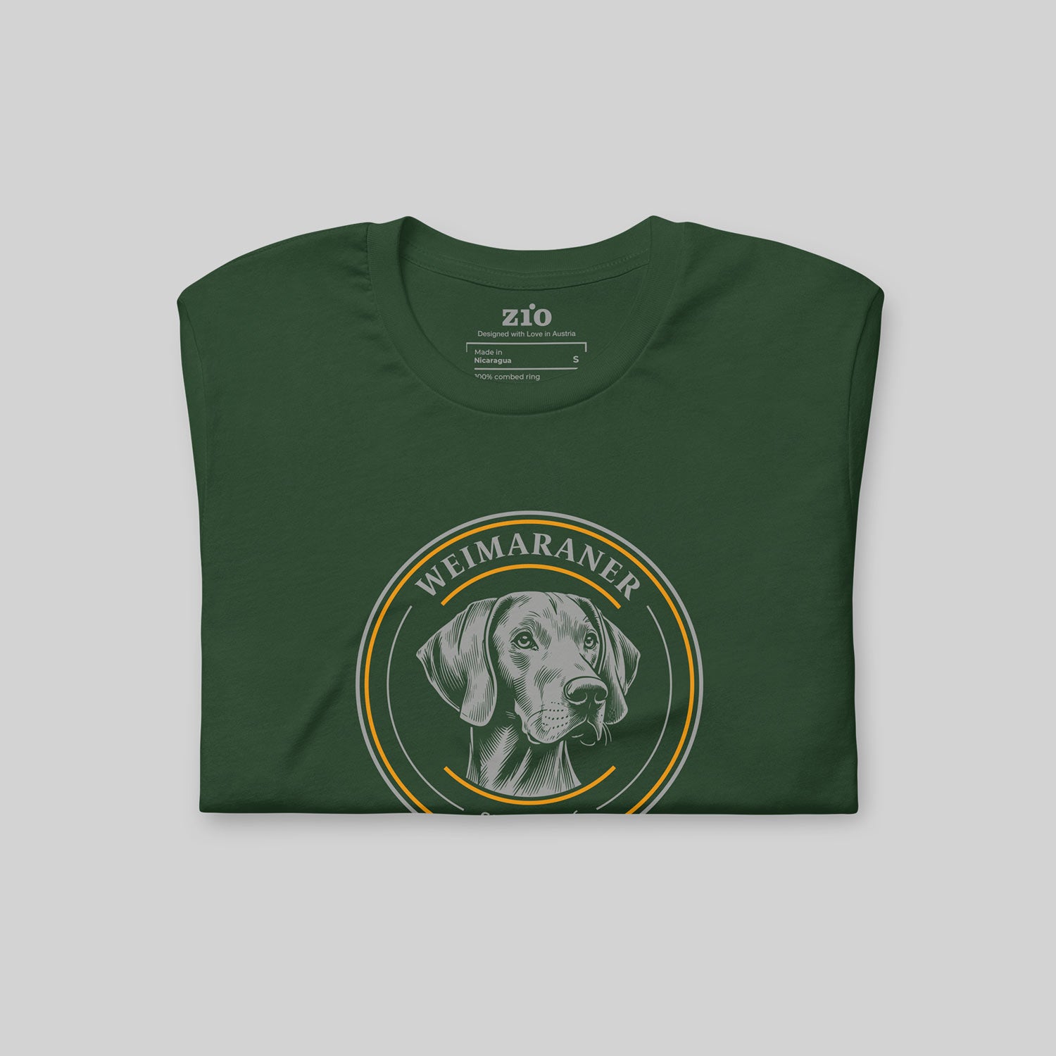 Weimaraner 1896 T-Shirt, Green, folded - zio for paws