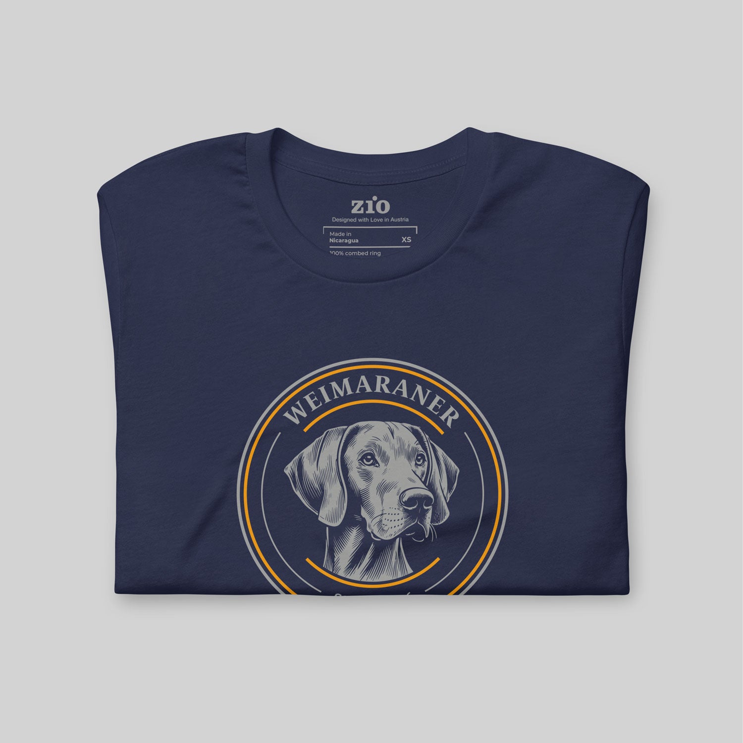 Weimaraner 1896 T-Shirt Navy Blue folded - zio for paws