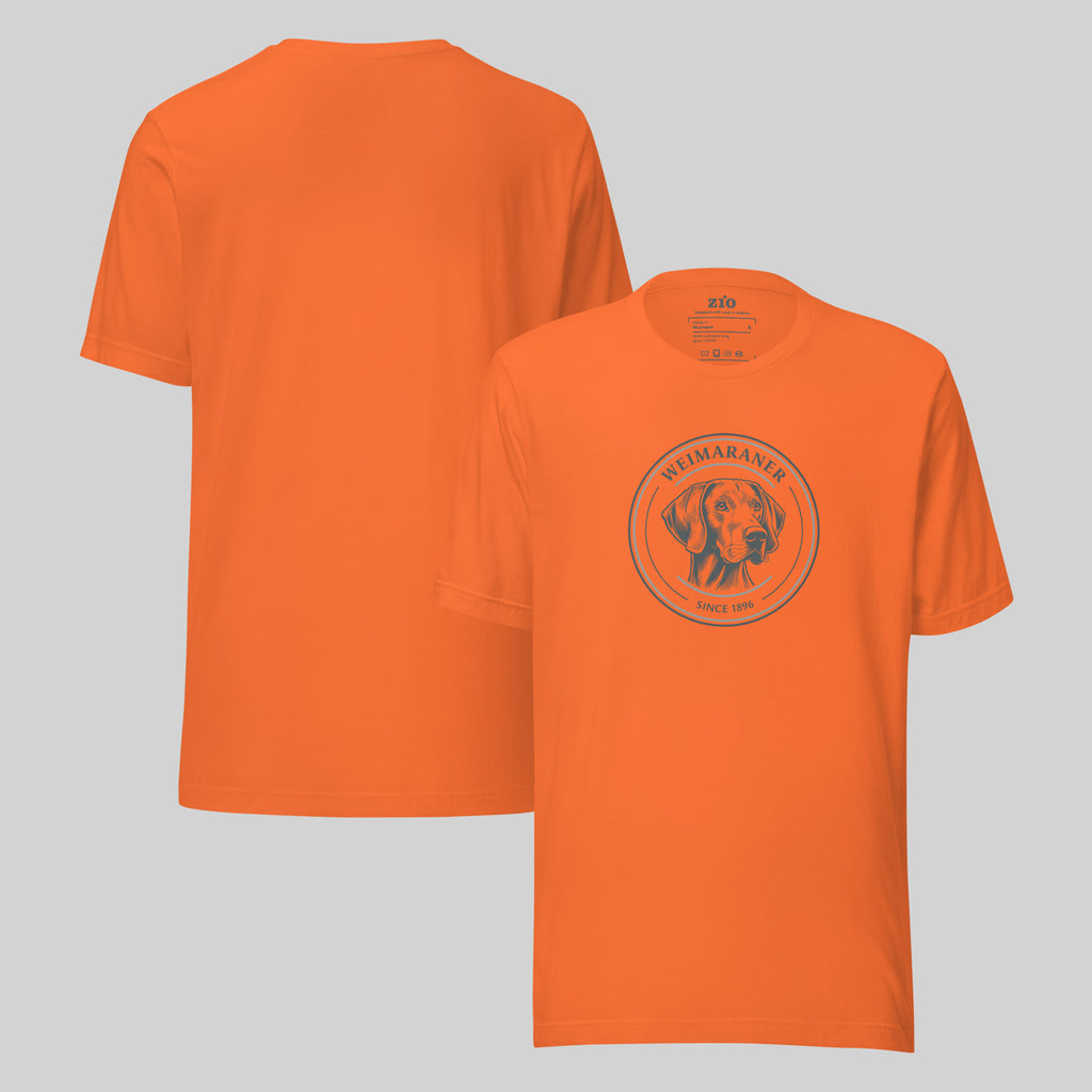 Weimaraner 1896 T-Shirt Orange front back- zio for paws