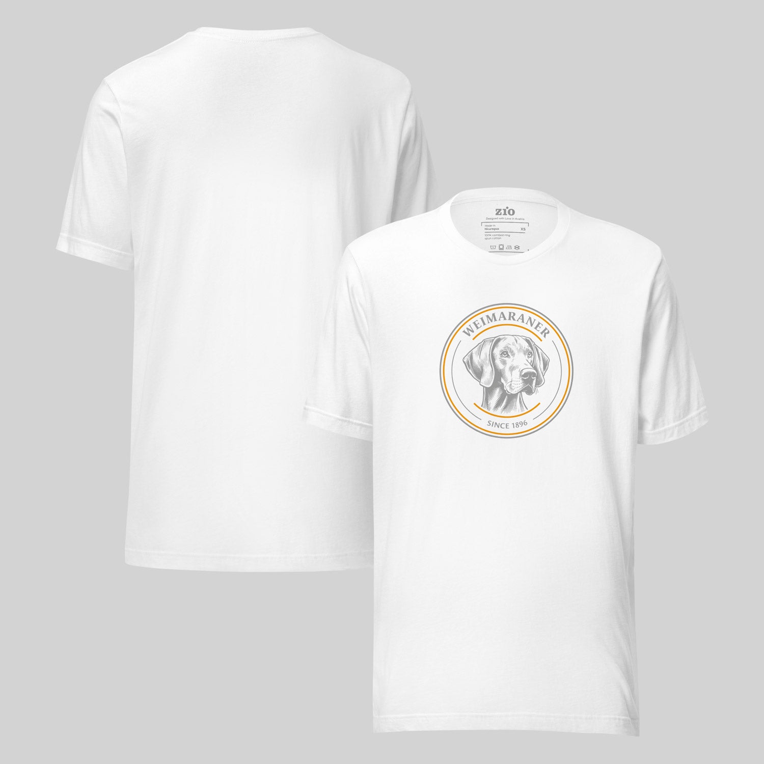Weimaraner 1896 T-Shirt White front back- zio for paws