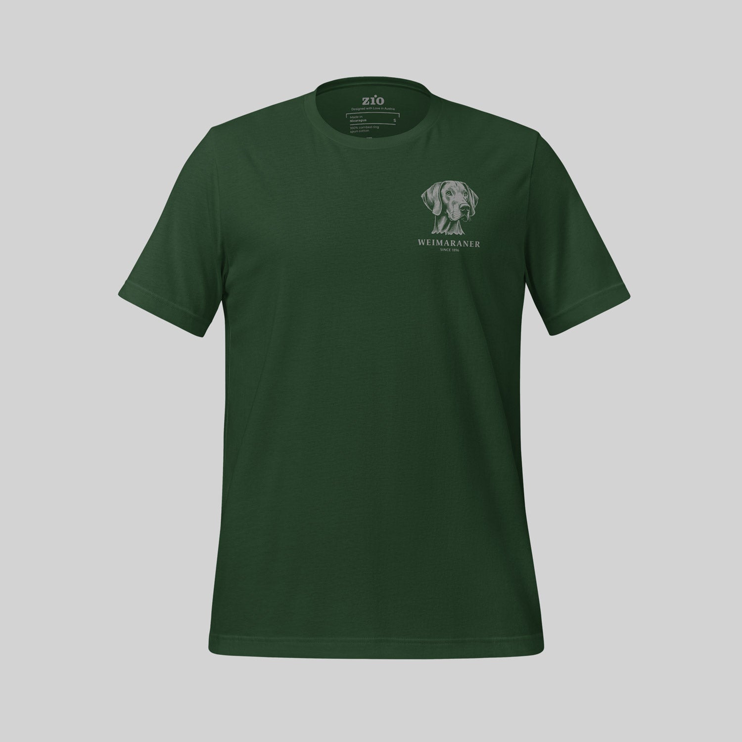 Weimaraner Hunt T-Shirt, Green, Crew Neck - zio for paws