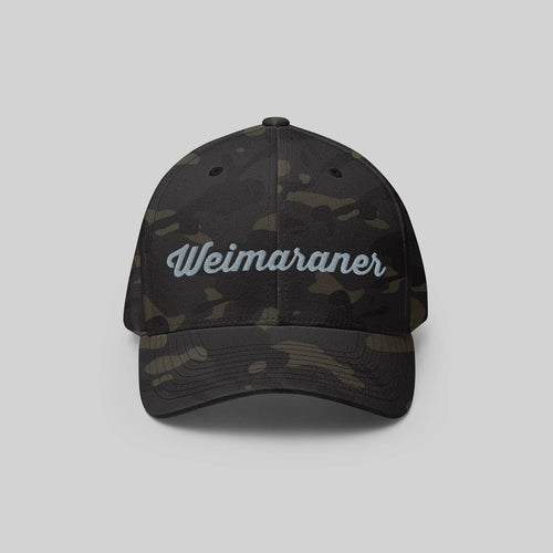 Campuflage Flexfit Cap by ZIO with 3D puff embroidery of the word Weimaraner in grey