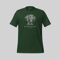 Weimaraner T-Shirt by ZIO – hand-drawn dog breed design, unisex cotton shirt in green for dog lovers