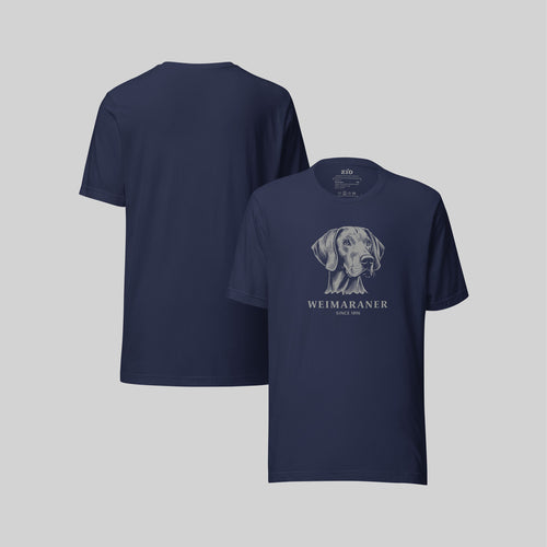 Weimaraner T-Shirt Navy Blue front back- zio for paws